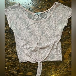 Lilac lace front tie shirt